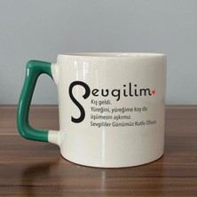 Mor Mürekkep Sevgilim Baskılı Yeşil Kulplu D Kupa