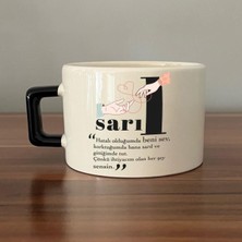 Mor Mürekkep Sarıl Baskılı Siyah Kulplu C Fincan