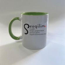 Mor Mürekkep Sevgilim Baskılı Yeşil Mega Kupa
