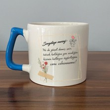 Mor Mürekkep Sevgiliye Mesaj: Ne De Güzel Demiş Şair Baskılı Mavi Kulplu D Kupa