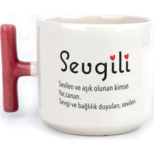 Mor Mürekkep Sevgili Baskılı Kırmızı Kulplu T Kupa