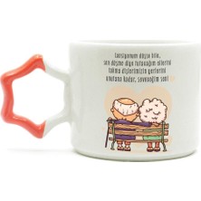 Mor Mürekkep Tansiyonum Düşse Bile Baskılı Turuncu Kulplu Yıldız Kupa