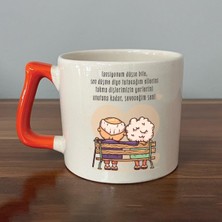 Mor Mürekkep Tansiyonum Düşse Bile Baskılı Turuncu Kulplu D Kupa