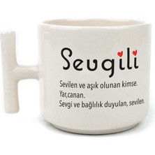 Mor Mürekkep Sevgili Baskılı Beyaz Kulplu T Kupa
