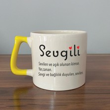 Mor Mürekkep Sevgili Baskılı Sarı Kulplu D Kupa