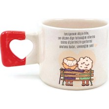 Mor Mürekkep Tansiyonum Düşse Bile Baskılı Kırmızı Kulplu Kalp Kupa