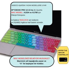 McStorey Laptop Macbook Pro Klavye Kılıf US(ABD) İngilizce Baskılı A1534 A1708 ile Uyumlu Dazzle