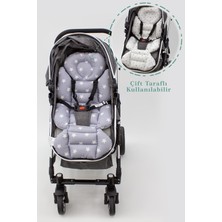 mordesign Bebek Arabası Minderi, Bel Destekli, Yıldız Desen, Çift Taraflı, Gri