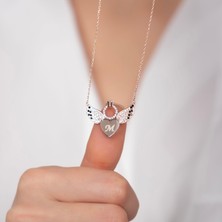 Hom Silver Jewelry 925 Ayar Gümüş Zirkon Taş Işlemeli Yüzük Motifli Melek Kanadı Kadın Kolye HSJ0027