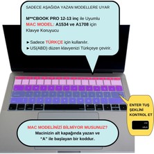 McStorey Laptop Macbook Pro Klavye Kılıf US-TR Harf Baskılı A1534 A1708 ile Uyumlu Ombre