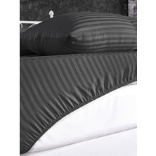 Alena Home Pamuk Saten 100X200 Tek Kişilik Çizgili Lastikli Çarşaf Seti