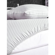 Alena Home Pamuk Saten 100X200 Tek Kişilik Çizgili Lastikli Çarşaf Seti