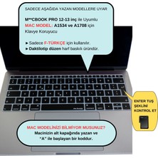 McStorey Laptop Macbook Pro Klavye Kılıf F-Türkçe DaktiloTip Baskı A1534 A1708 ile Uyumlu