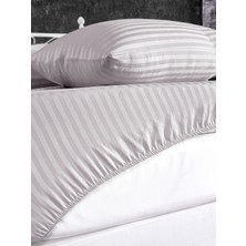 Alena Home Pamuk Saten 100X200 Tek Kişilik Çizgili Lastikli Çarşaf Seti