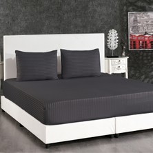 Alena Home Pamuklu 100X200 Tek Kişilik Çizgili Lastikli Çarşaf Seti