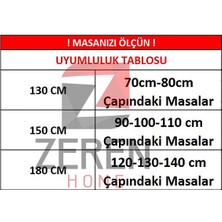 Zeren Home Sıvıya Dayanıklı Yuvarlak Dertsiz Püsküllü Masa Örtüsü Saks Mavi