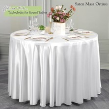 Zeren Home Düğün , Otel , Restoran , Parti Masası Için Büyük Yuvarlak Saten Masa Örtüsü