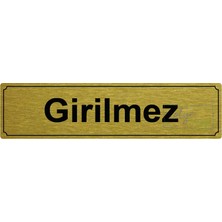 Atölye Çizgi Girilmez Yönlendirme Levhası 20 cm x 5 cm Gold Fırçalı Metal