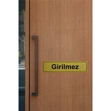 Atölye Çizgi Girilmez Yönlendirme Levhası 20 cm x 5 cm Gold Fırçalı Metal