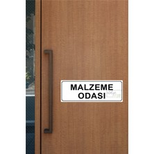 Atölye Çizgi Malzeme Odası Yönlendirme Levhası 20 cm x 7 cm Beyaz Metal