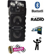 KTS-1096 Siyah Bluetooth Parti Hoparlörü 3 Inç × 2 Kablosuz Speaker Radyo-Usb-Tf Girişli