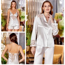 Jeremi S310 Saten Dantelli 6 Lı Set --Ekru - - Xl