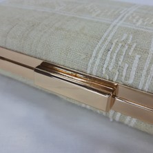 Saltuklu Ehram Kaplama Çanta – Beyaz – Altın