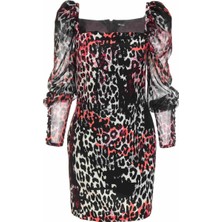 Just Cavalli Kare Yaka Desenli Çok Renkli Mini Kadın Elbise 75PAO937