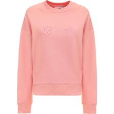 Chiara Ferragni Bisiklet Yaka Düz Pembe Kadın Sweatshirt 75CBIT05