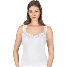 Özkan Underwear Özkan 0181 Kadın %95 Pamuklu Likralı Süprem Kumaş Yakası Dantelli Esnek Rahat Kalın Askılı Atlet