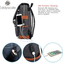 Eddyscale Su Geçirmez Seyahat Vintage Sırt Çantası, USB Şarj Portu ile Erkek Kadın 15.6 Inç Dizüstü Bilgisayar (Yurt Dışından)