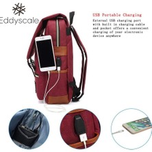 Eddyscale Su Geçirmez Seyahat Vintage Sırt Çantası, USB Şarj Portu ile Erkek Kadın 15.6 Inç Dizüstü Bilgisayar (Yurt Dışından)