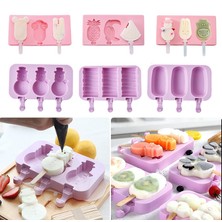 Yaci Shop Mor 03 Stili Silikon Dondurma Kalıbı Buz Tepsisi Kek Kalıbı Popsicle Kalıp Kapaklı Tepsi Buz Pop Makinesi Ahşap Çubuklarla Çikolata Için (Yurt Dışından)