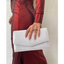 Sh Poly1 Saten Gümüş Abiye Çanta Clutch Portföy Askılı Omuz ve El Çantası 2023