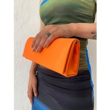 Sh Poly1 Saten Turuncu Abiye Çanta Clutch Portföy Askılı Omuz ve El Çantası 2023
