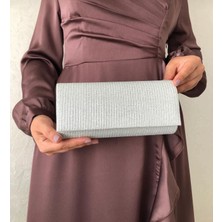 Sh Poly1 Abiye Çanta Clutch Portföy Askılı Omuz ve El Çantası Çupra Gümüş