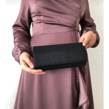 Sh Poly1 Abiye Çanta Clutch Portföy Askılı Omuz ve El Çantası Çupra Siyah