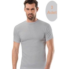 Secret Moda O Yaka Ribana Kısa Kol Erkek Fanila Atlet Gri 3 Adet