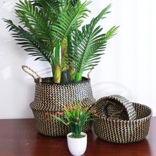 Shanhua Shop No.4 Tarzı 32X28CM Seagrass Depolama Sepeti Saksı Doğal Rattan Sepet Saksı Oyuncak Tutucu Çamaşır Sepeti Konteyner Ev Enkaz Depolama (Yurt Dışından)
