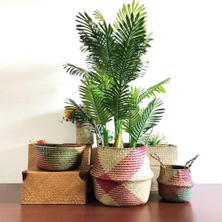 Shanhua Shop No.4 Tarzı 32X28CM Seagrass Depolama Sepeti Saksı Doğal Rattan Sepet Saksı Oyuncak Tutucu Çamaşır Sepeti Konteyner Ev Enkaz Depolama (Yurt Dışından)