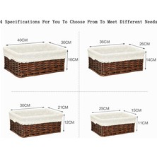 Shanhua Shop Ben Stil 36X26X14CM 4 Boyutlu El Yapımı Rattan Saklama Sepetleri Ev Eşyaları Aperatifler Meyve Enkazı Çamaşır Fg Söğüt Depolama Sepeti (Yurt Dışından)