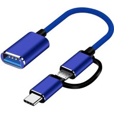 Galaxxy 2'si 1 Arada USB 3.0 Otg Adaptör Kablosu Tip-C Mikro-Usb'den USB 3.0-Mavi'ye (Yurt Dışından)