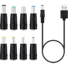 Gorgeous 8 In1 5V Usb'den Dc'ye 5.5x2.1mm 3.5mm 5.5x2.5mm 6.3mm Fiş Şarj Kablosu (Yurt Dışından)