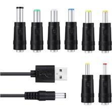 Gorgeous 8 In1 5V Usb'den Dc'ye 5.5x2.1mm 3.5mm 5.5x2.5mm 6.3mm Fiş Şarj Kablosu (Yurt Dışından)