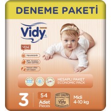 Vidy 3 Numara Bebek Bezi Midi Premium 54 Adet Jumbo 4-10 kg