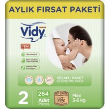 Vidy Bebek Bezi 2 Numara Mini Premium 264 Adet 66 x 4 Paket 3-6 kg