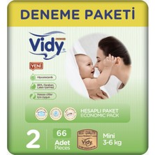 Vidy Bebek Bezi 2 Numara Mini Premium 66 Adet Jumbo  Paket 3-6 kg