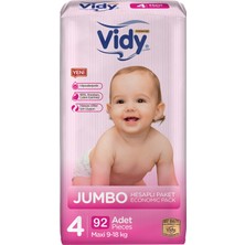 Vidy Bebek Bezi 4 Numara Ma x i Premium 92 Adet 46 x 2 Paket 9-18 kg