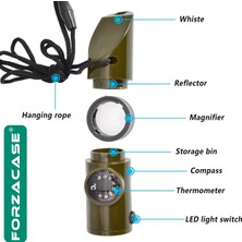 Forzacase 7in1 Yüksek Desibel Termometreli Pusulalı Ledli Düdük Deprem Çanta Düdüğü 4 Adet - FC226
