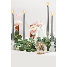 Ovem 4'lü Paket Gümüş Şamdan Mum 25 cm